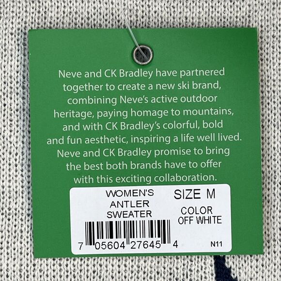 NWT Neve by CK Bradley Wool Sweater Off White Antlers Holiday Women’s Medium - Picture 5 of 6